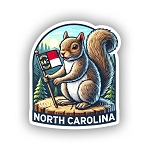  North Carolina Flag Eastern Gray Squirrel  Sticker (Peel N' Stick)